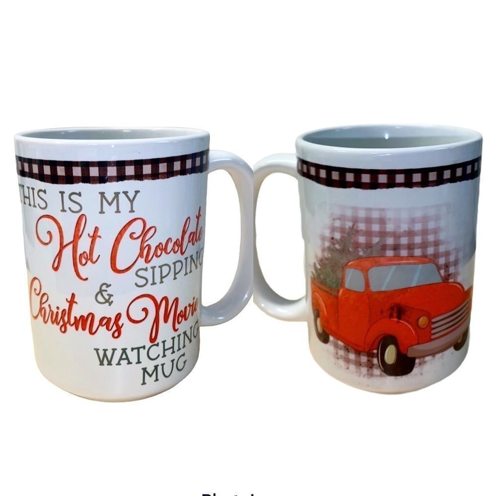 Christmas Mug Handcrafted Red & White Hot Chocolate Mug